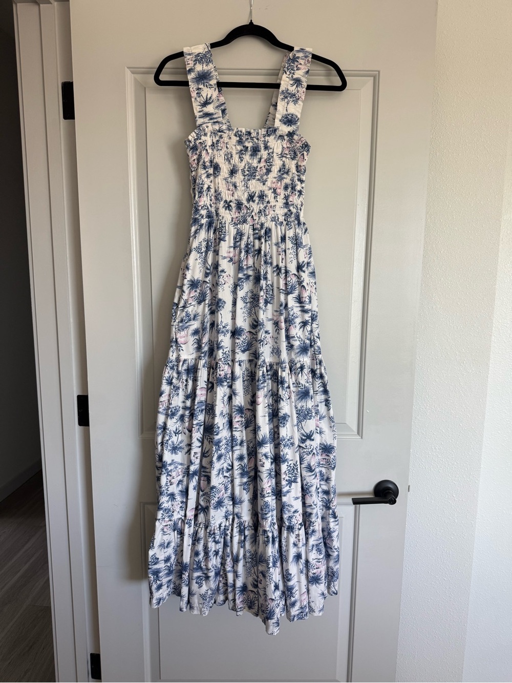 Abercrombie & Fitch White Maxi Dress with Blue and Pink Floral Print - Picture 2 of 5